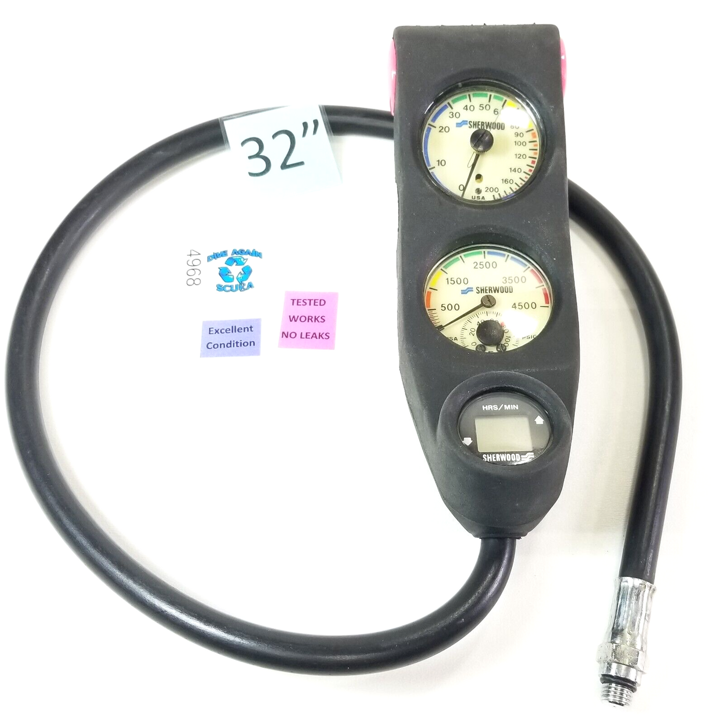 Sherwood Scuba Dive 3 Gauge Complete Console Genesis 4500 SPG 200ft Depth #4968