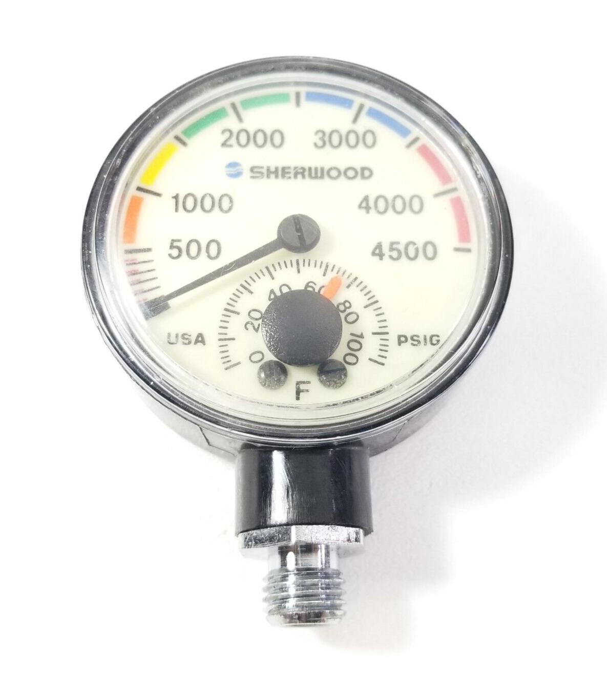 Sherwood 4500 PSI SPG Submersible Scuba Pressure Gauge w Thermometer #4243