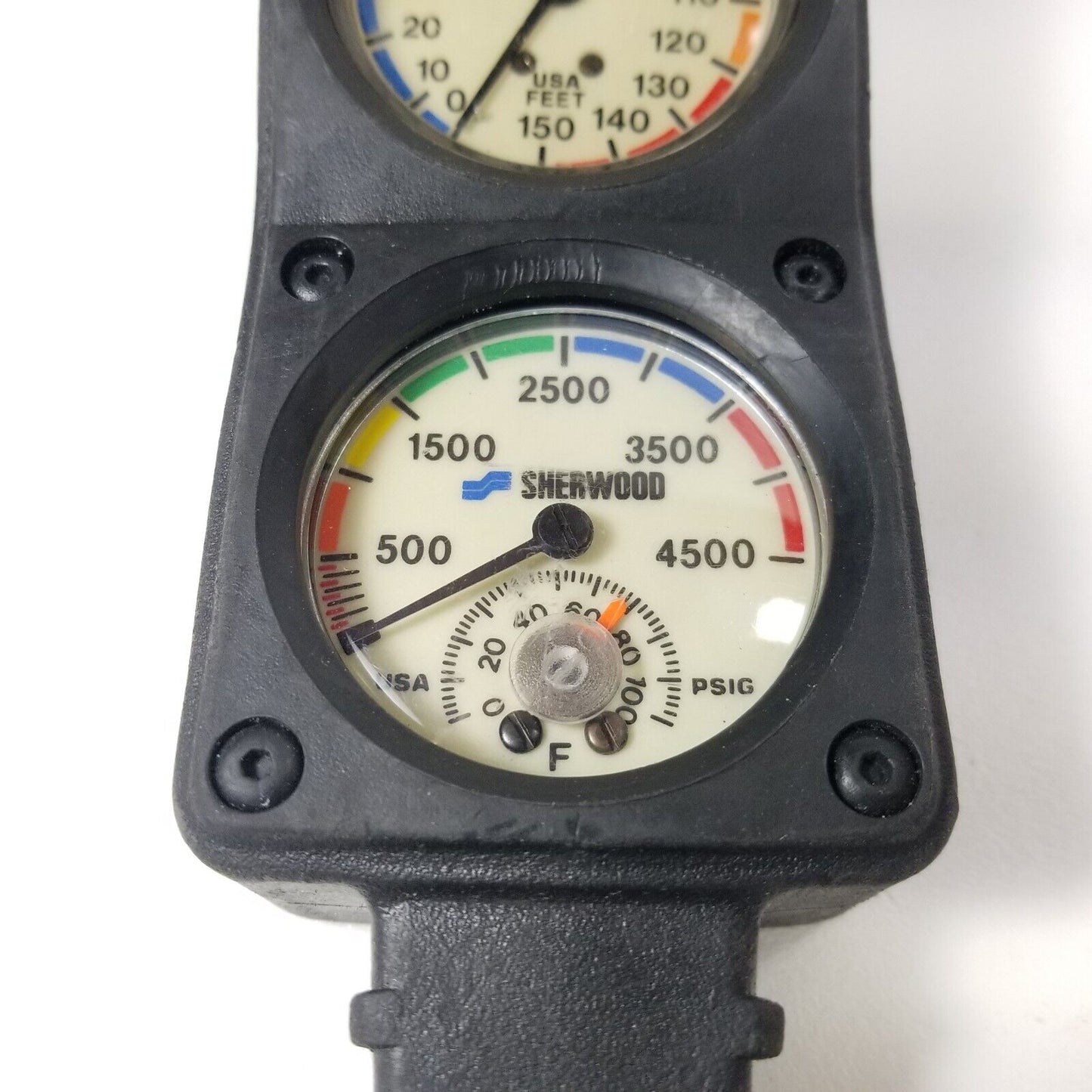 Sherwood Scuba Dive 2 Gauge Console Genesis 4500 SPG 150ft Depth #4404