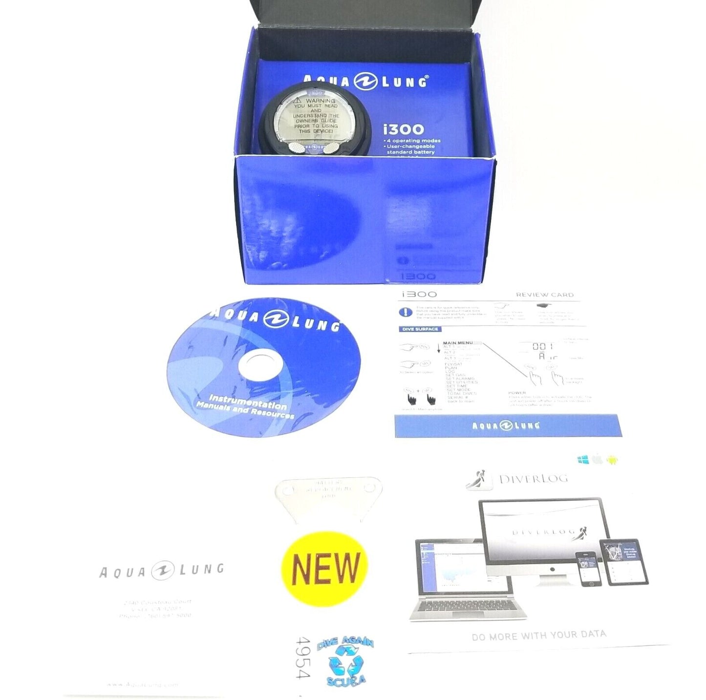 NEW Aqua Lung i300 Wrist Scuba Dive Computer Air & Nitrox 2 Buttons, Backlight