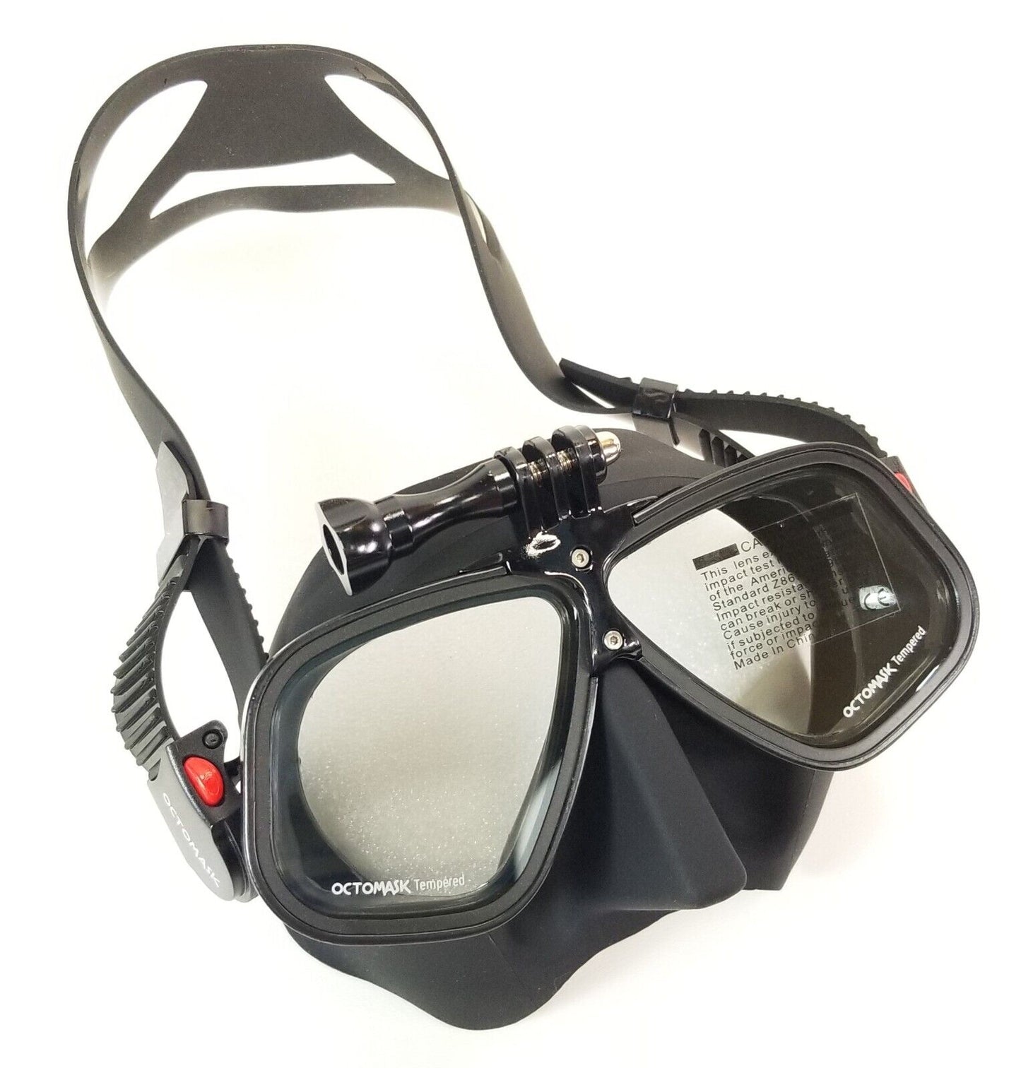 NEW Octomask Freediver Scuba Diving Mask GoPro Hero Camera Mount Black / Black