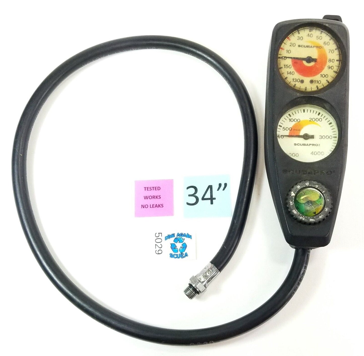 Scubapro Scuba Dive 2 Gauge Console 5000 SPG Pressure Gauge 150ft Depth #5029