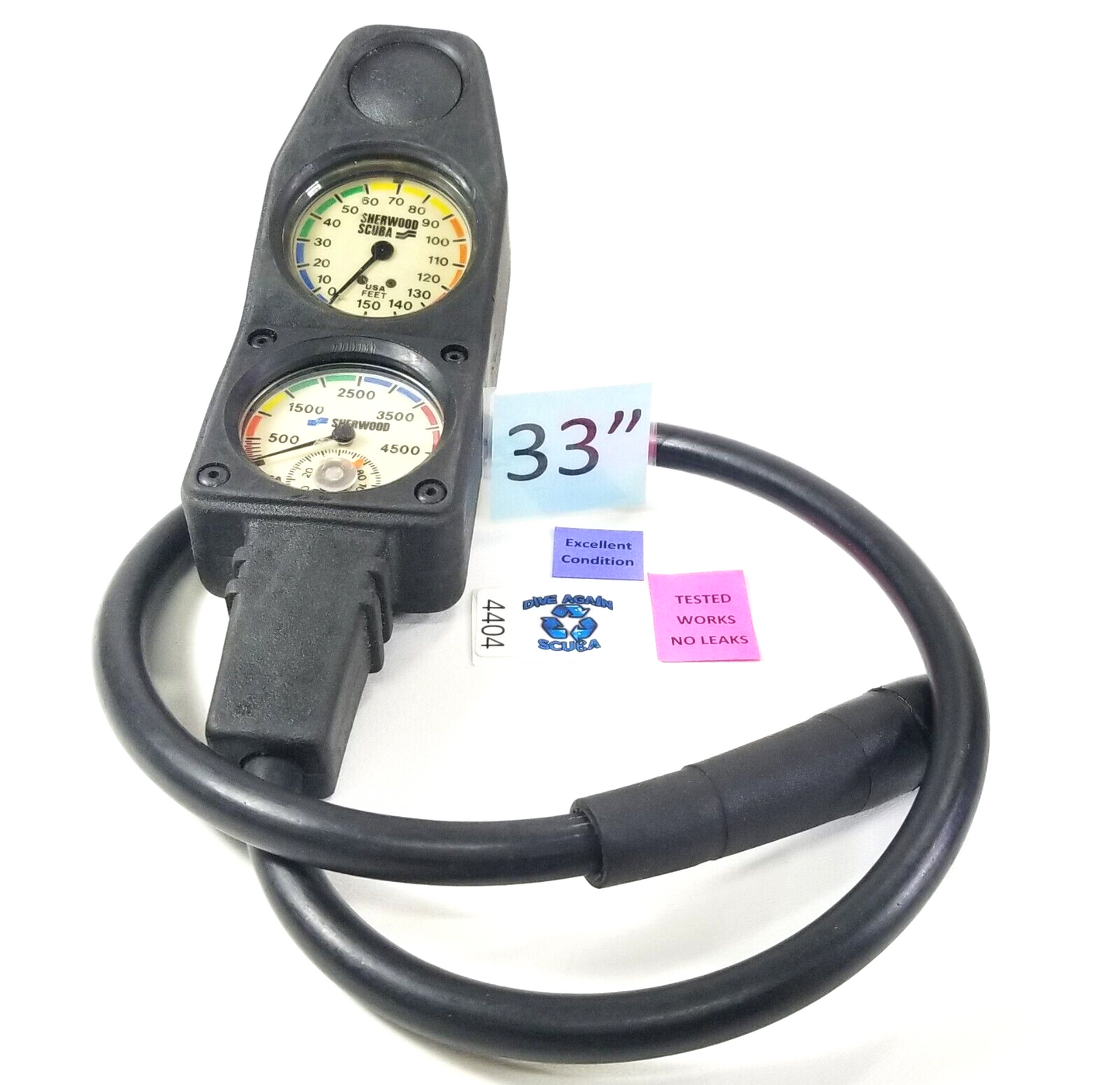 Sherwood Scuba Dive 2 Gauge Console Genesis 4500 SPG 150ft Depth #4404