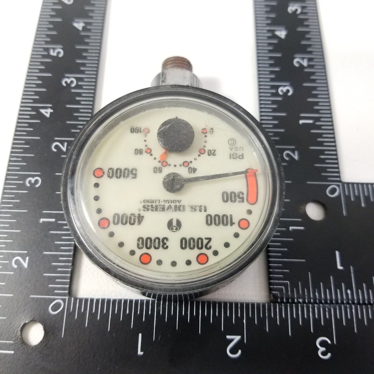 US Divers Aqua Lung 5000 PSI SPG Submersible Pressure Gauge + Thermometer Scuba