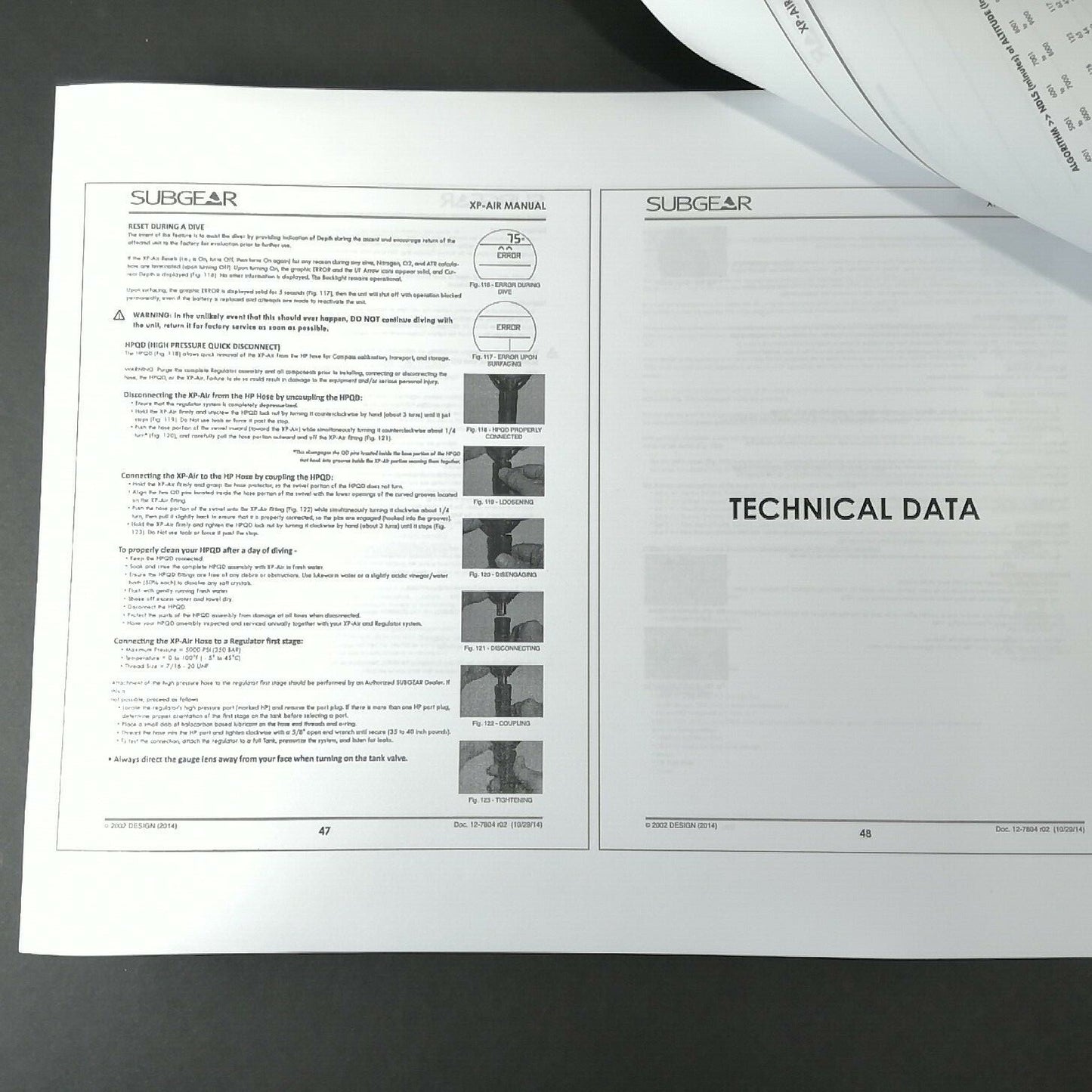 Sub gear / Scubapro XP Air 54 Page Scuba Dive Computer Printed Manual XPA, XPAir6