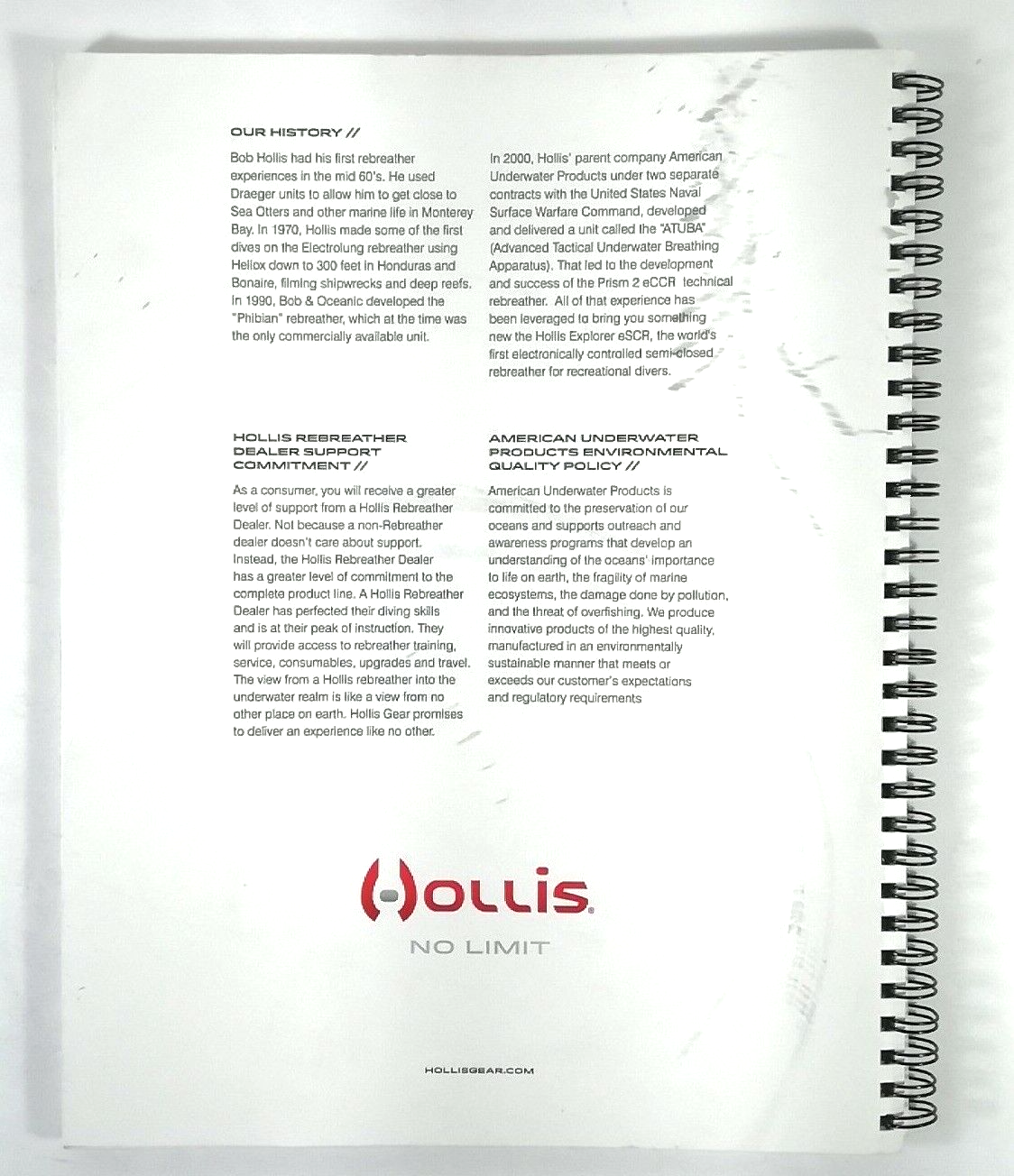 Hollis Explorer Sport Rebreather User Manual. Revision 7 1st Class Scuba Dive2