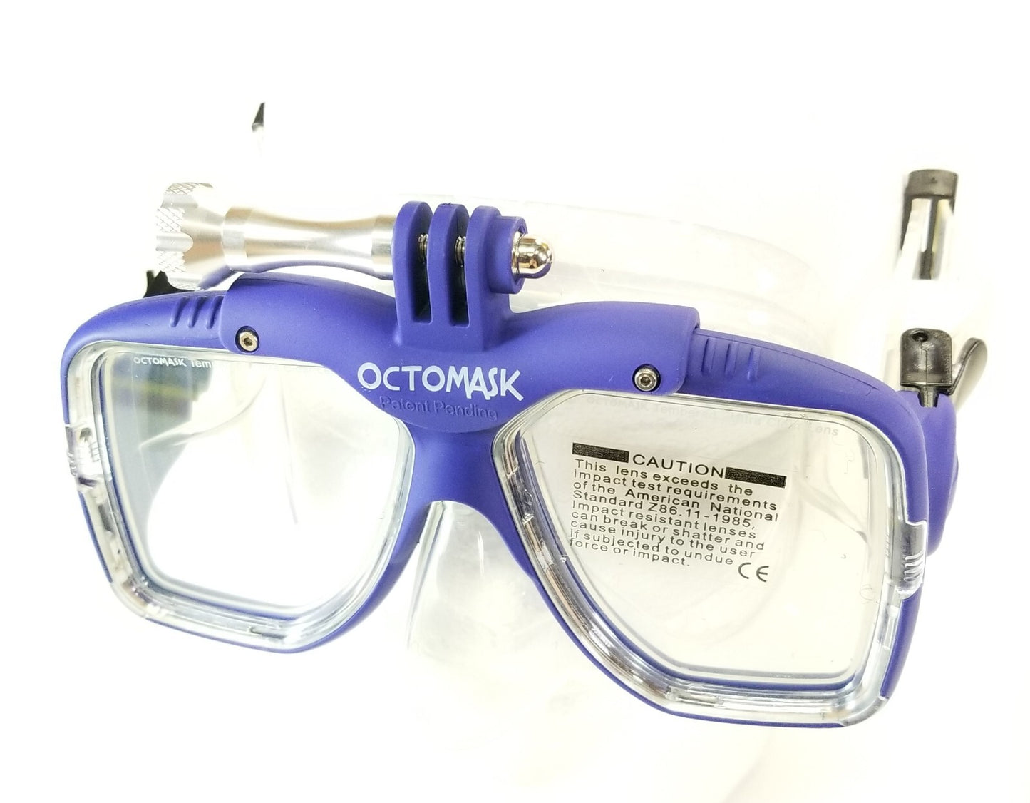NEW Octomask Standard Scuba Diving Mask GoPro Hero Camera Mount Blue / Clear15