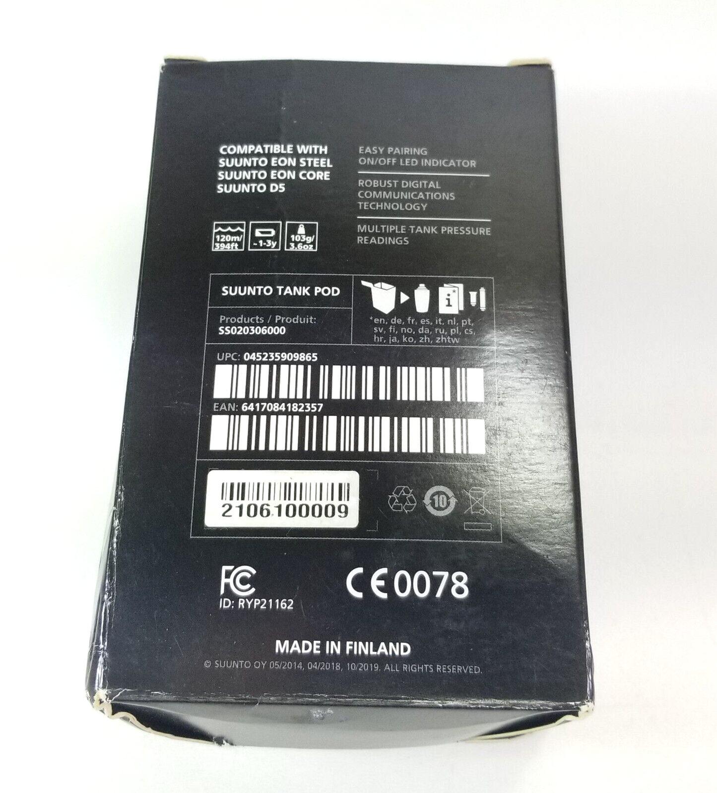 Suunto Tank POD Wireless Scuba Transmitter - SS020306000 Eon Steel, Core, D5
