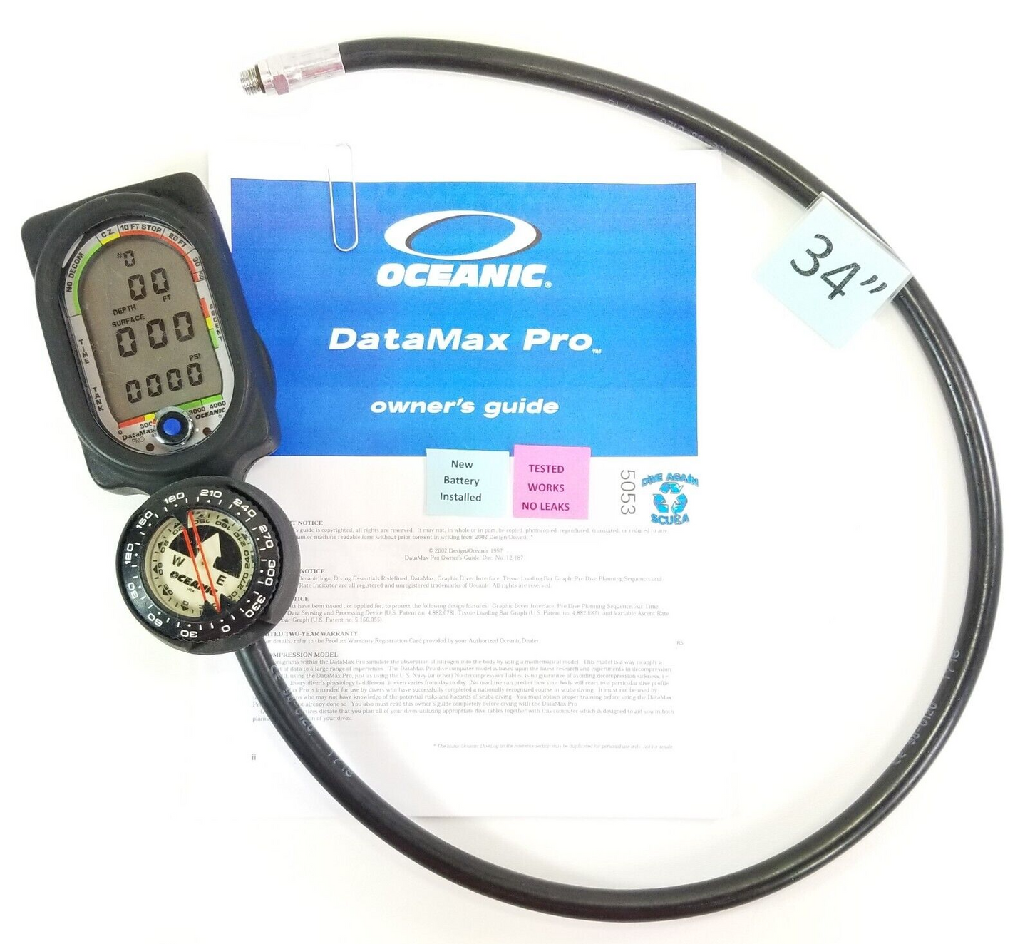 Oceanic Datamax Pro SCUBA Dive Air Integrated Dive Computer New Battery    #5053