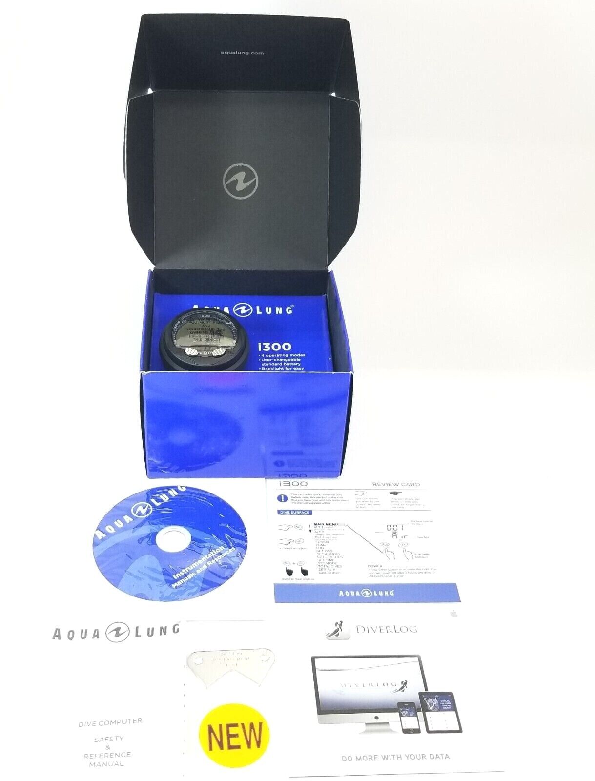 NEW Aqua Lung i300 Wrist Scuba Dive Computer Air & Nitrox 2 Buttons, Backlight