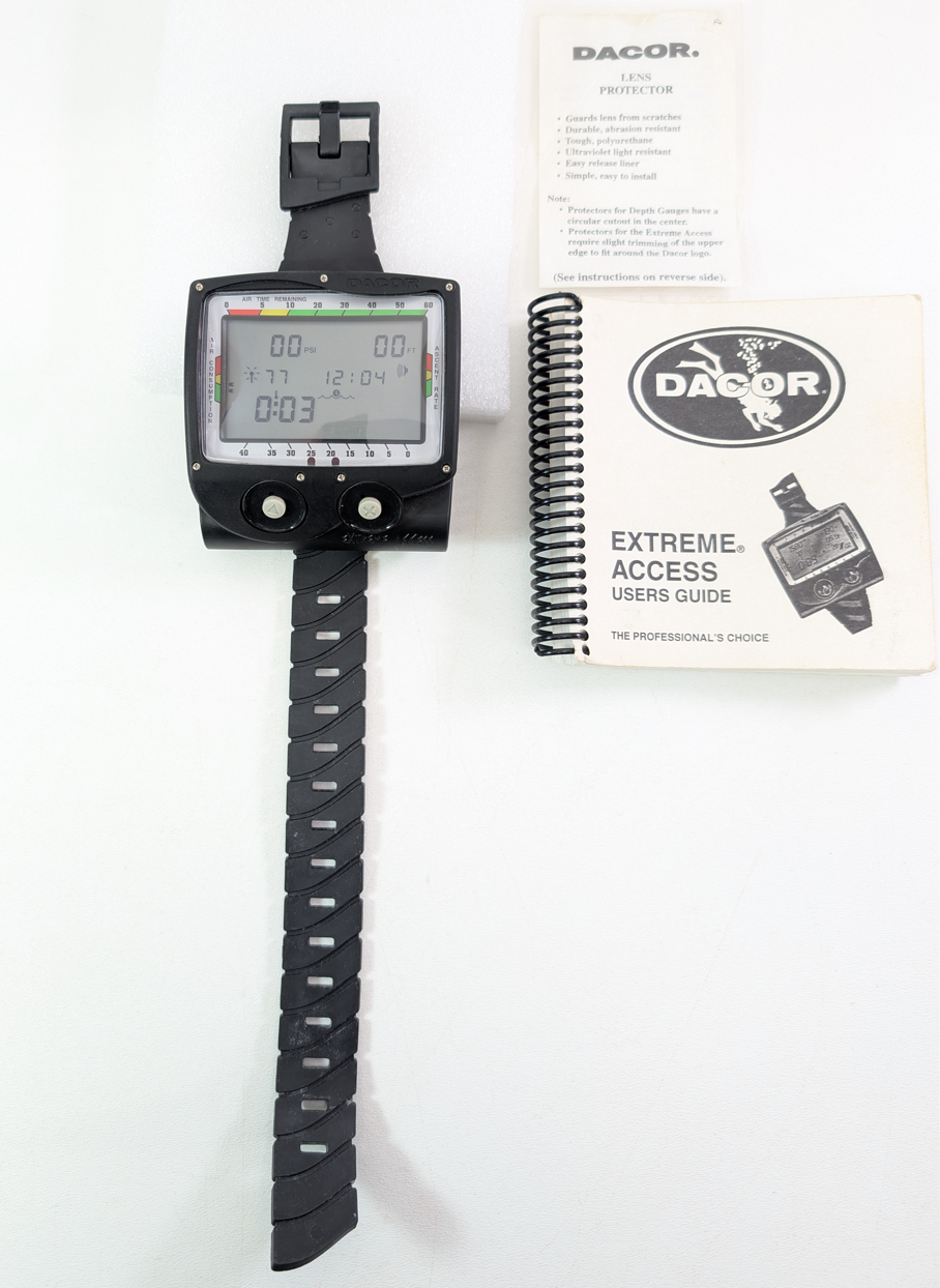 Dacor Extreme Access Wireless Hoseless Scuba Dive Wrist Computer + Case, Manual