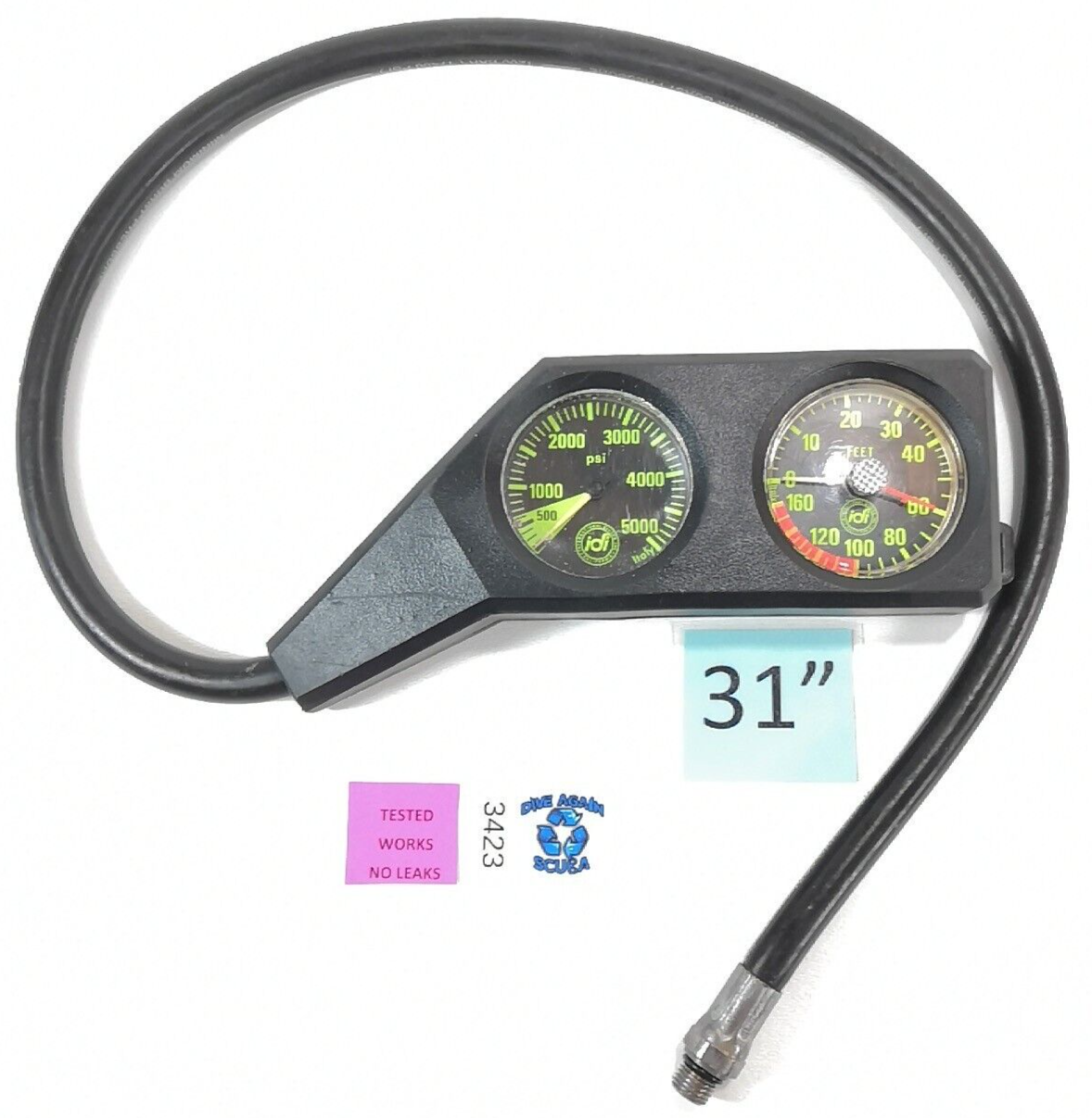 IDI Scuba Dive 2 Gauge Twin Console 5000 Pressure Gauge SPG 160ft Depth #3423