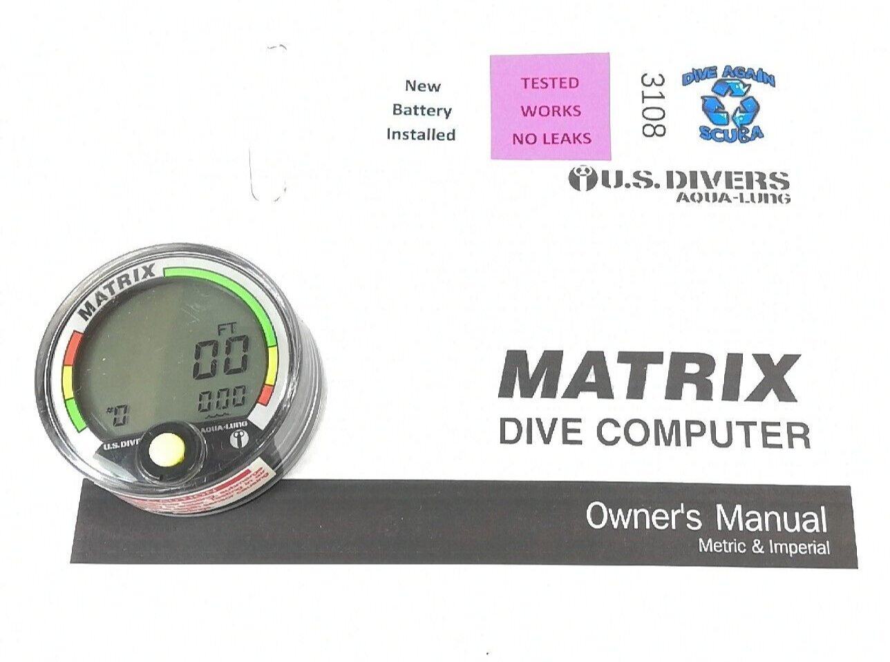 US Divers / Aqua Lung Matrix Scuba Dive Diving Computer Puck Module with Manual