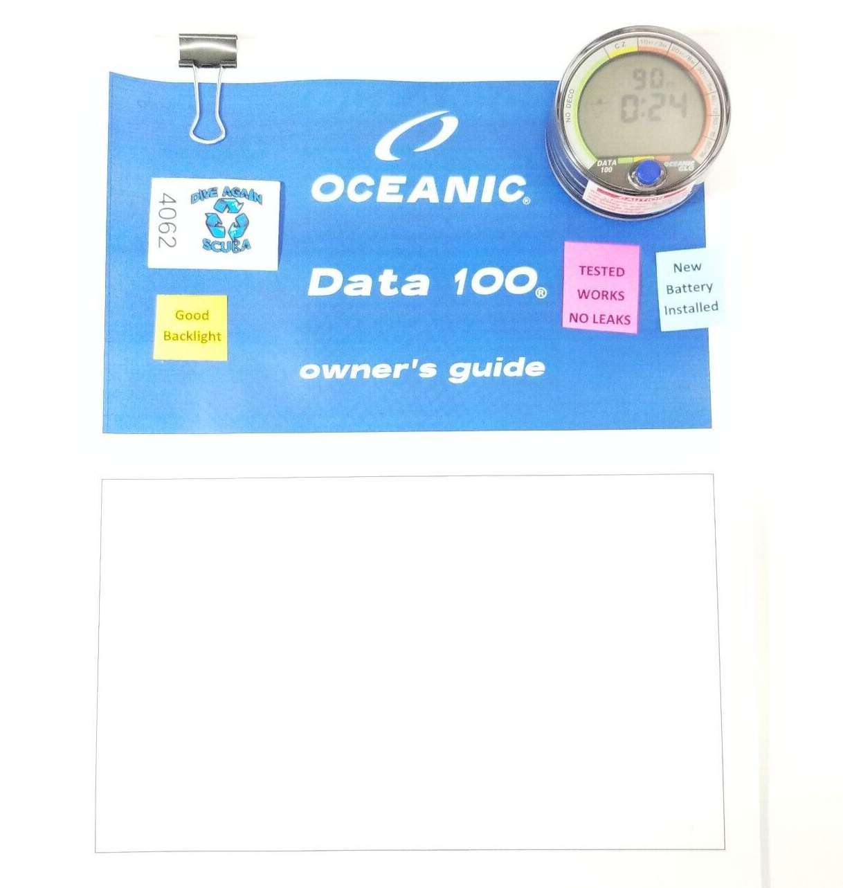 Oceanic Data 100 Air & Nitrox Puck Scuba Dive Computer + Manual           #4062