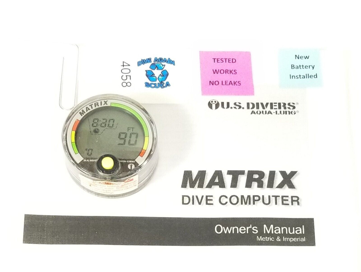 US Divers / Aqua Lung Matrix Scuba Dive Diving Computer Puck Module with Manual