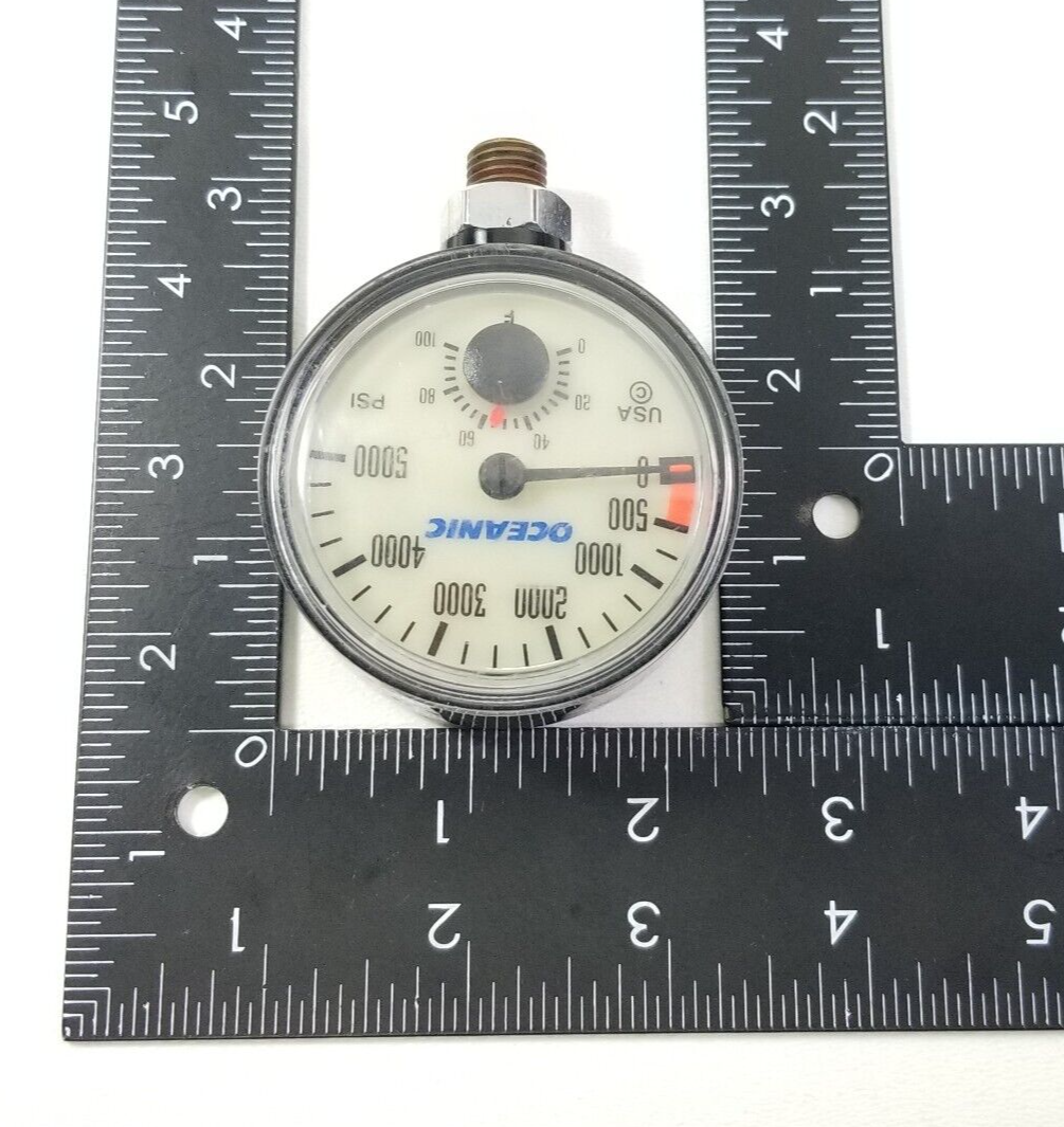 Oceanic 5000 PSI SPG Submersible Pressure Gauge + Thermometer 5,000 Scuba #4249