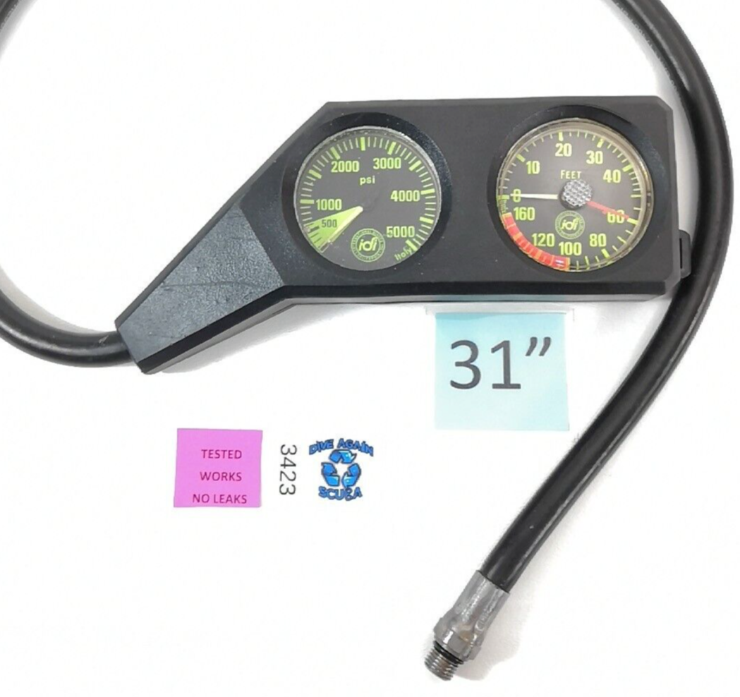 IDI Scuba Dive 2 Gauge Twin Console 5000 Pressure Gauge SPG 160ft Depth #3423