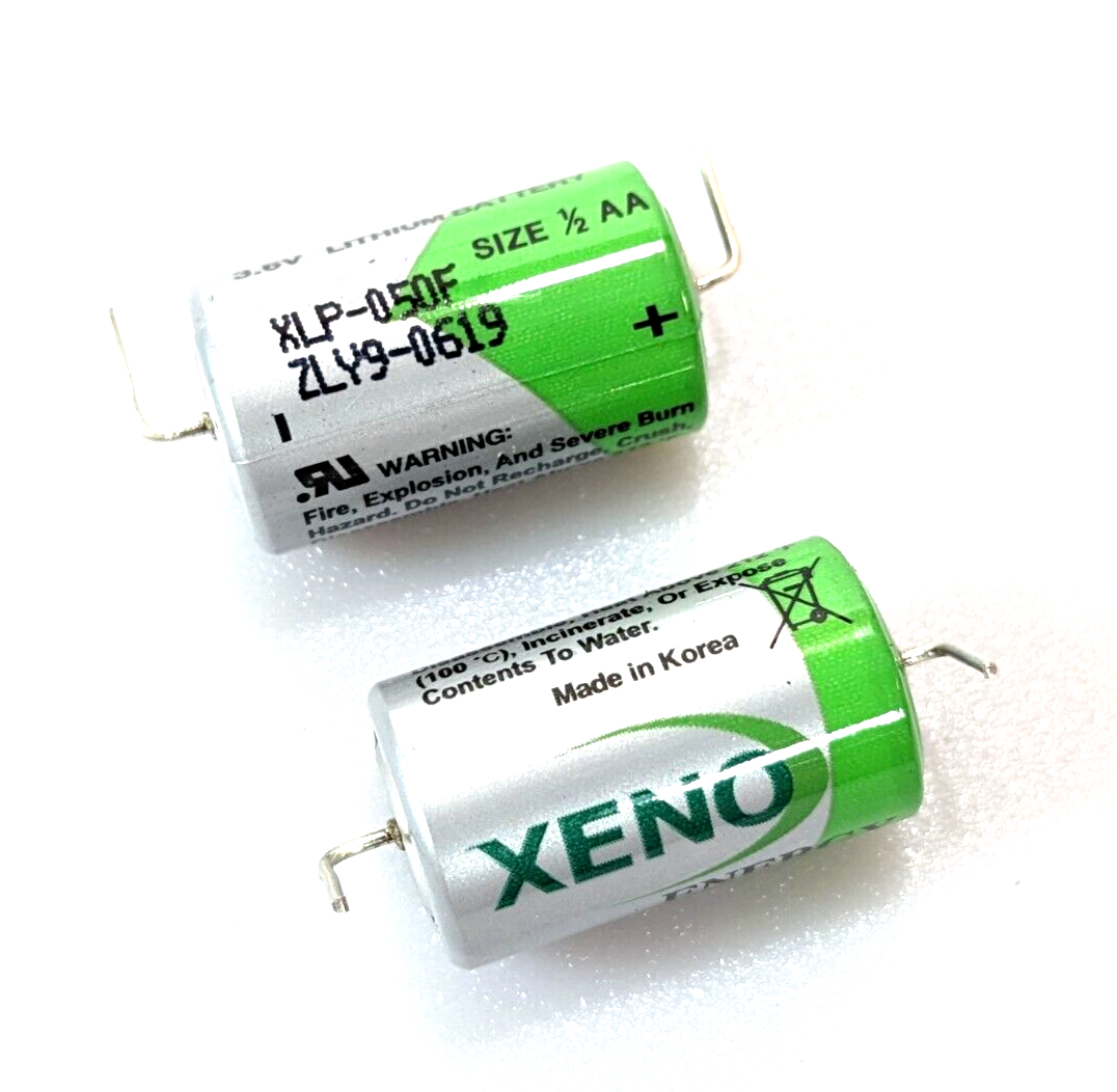 2x XENO XLP-050F BATTERY 1/2 AA 3.6V LITHIUM + Axial Pins ER14250, LS14250