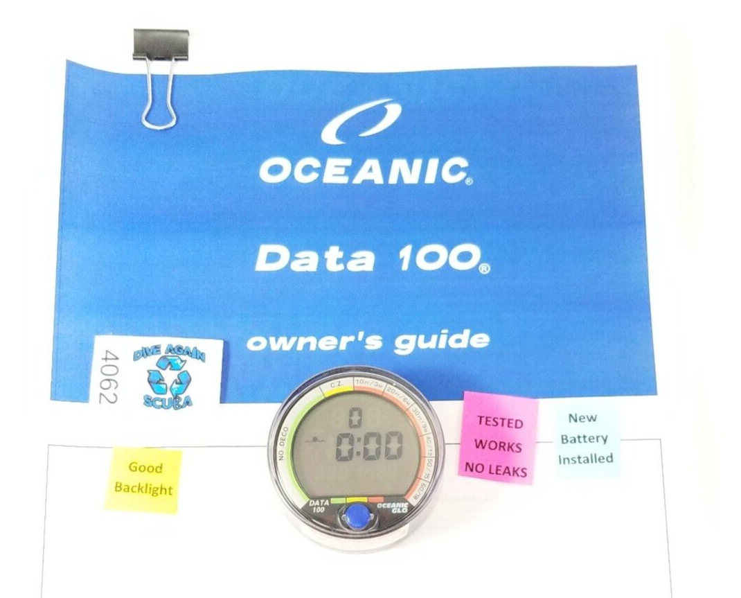Oceanic Data 100 Air & Nitrox Puck Scuba Dive Computer + Manual           #4062