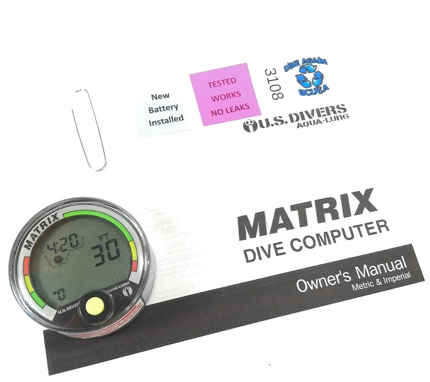 US Divers / Aqua Lung Matrix Scuba Dive Diving Computer Puck Module with Manual