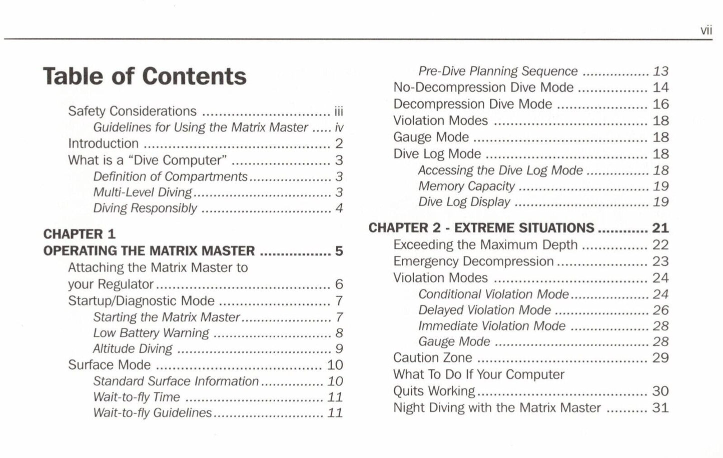 US Divers / Aqua Lung Matrix MASTER Scuba Dive Computer Printed Manual SeaBrite
