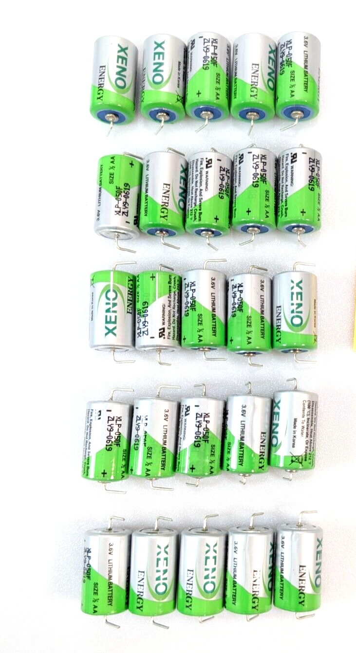 25x XENO XLP-050F BATTERY 1/2 AA 3.6V LITHIUM + Axial Pins ER14250, LS14250