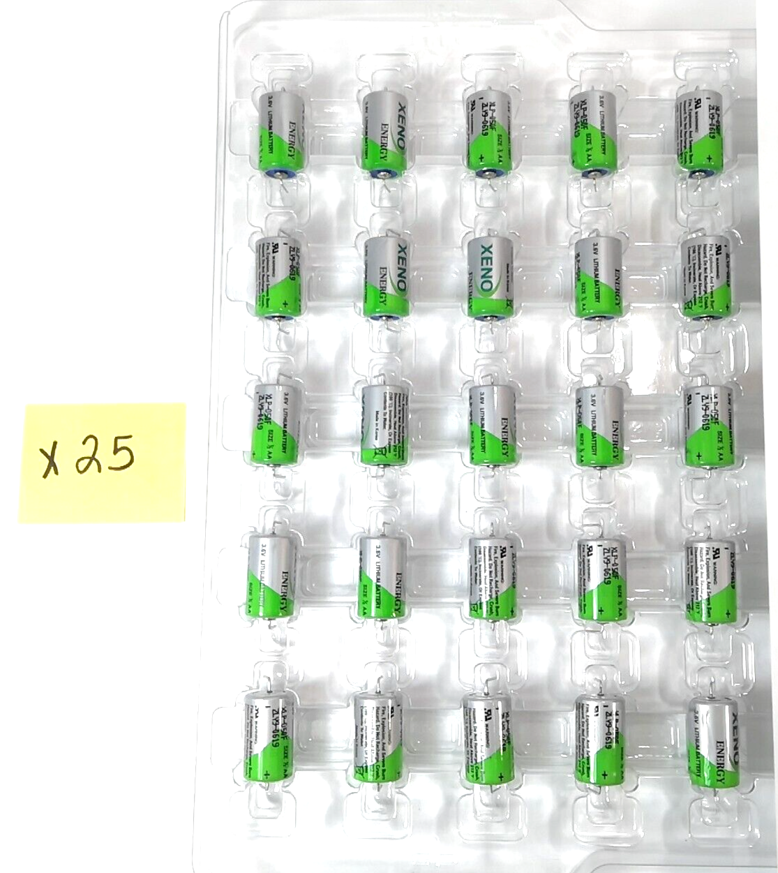 25x XENO XLP-050F BATTERY 1/2 AA 3.6V LITHIUM + Axial Pins ER14250, LS14250