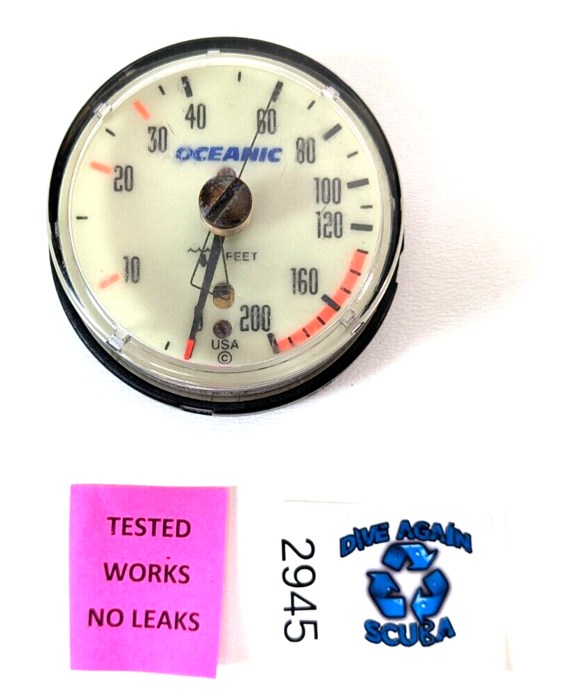Oceanic 200ft Depth Gauge Puck Module Scuba Dive + Max Depth Gauge #2945