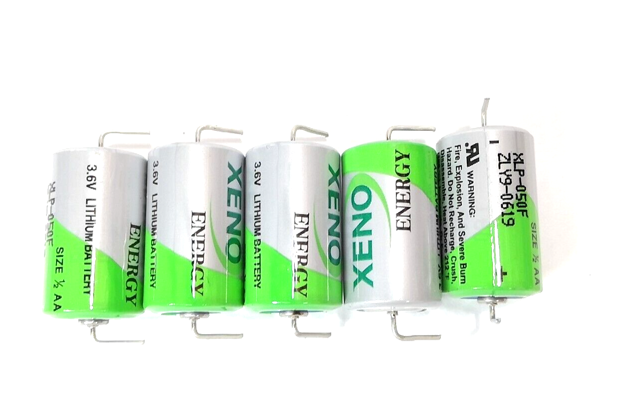 5x XENO XLP-050F BATTERY 1/2 AA 3.6V LITHIUM + Axial Pins ER14250, LS14250