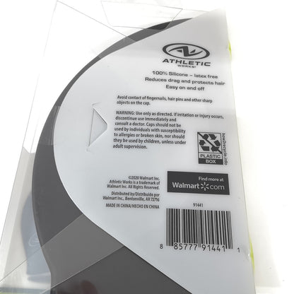 Athletic Works Adult Size Solid Black 100% Silicone Swim Cap New3