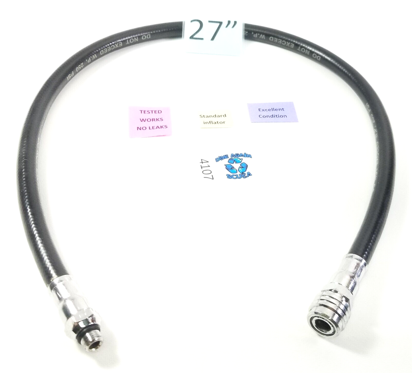 27" Standard BCD BC Inflator Hose 3/8" Threads Scuba Dive Diving Low Pressure0