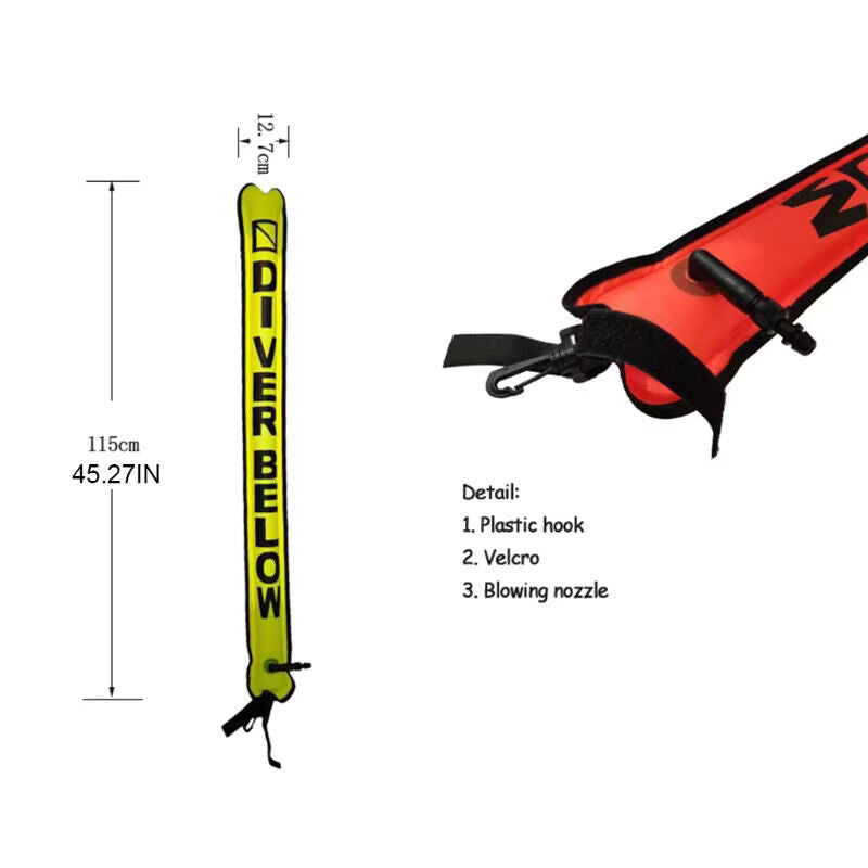 4ft - 48" Scuba Dive SMB Signal Marker Buoy Safety Sausage Surface Signal Tube