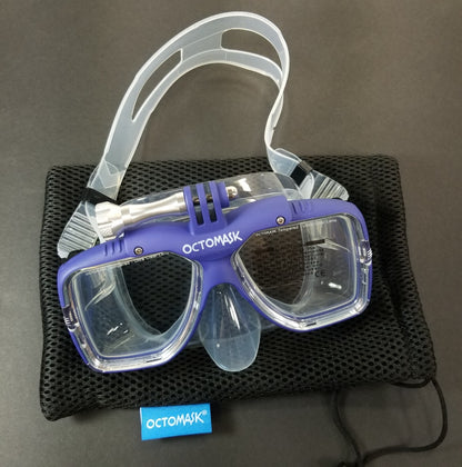 NEW Octomask Standard Scuba Diving Mask GoPro Hero Camera Mount Blue / Clear1