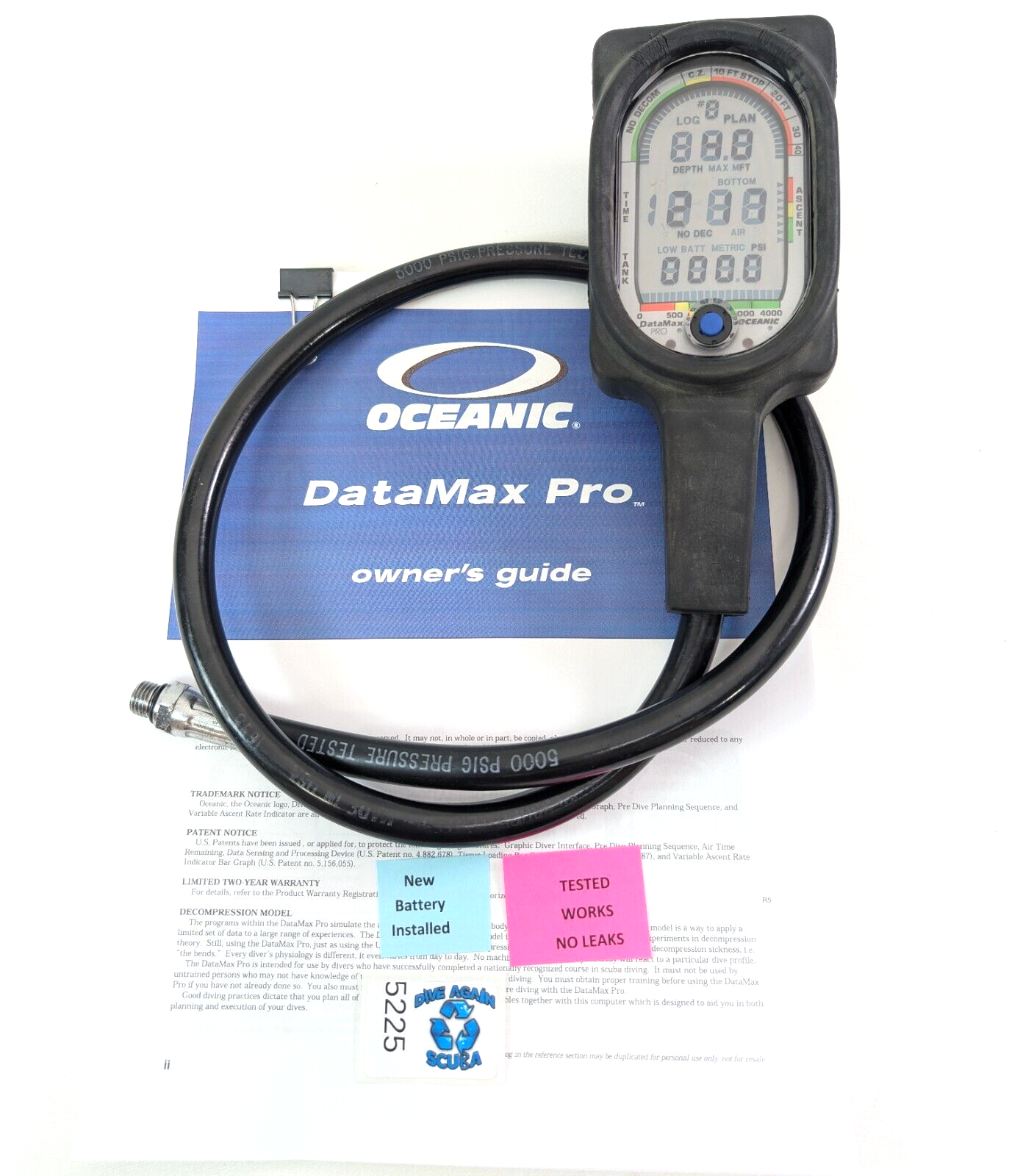 Oceanic Datamax Pro SCUBA Dive Air Integrated Dive Computer New Battery #52253