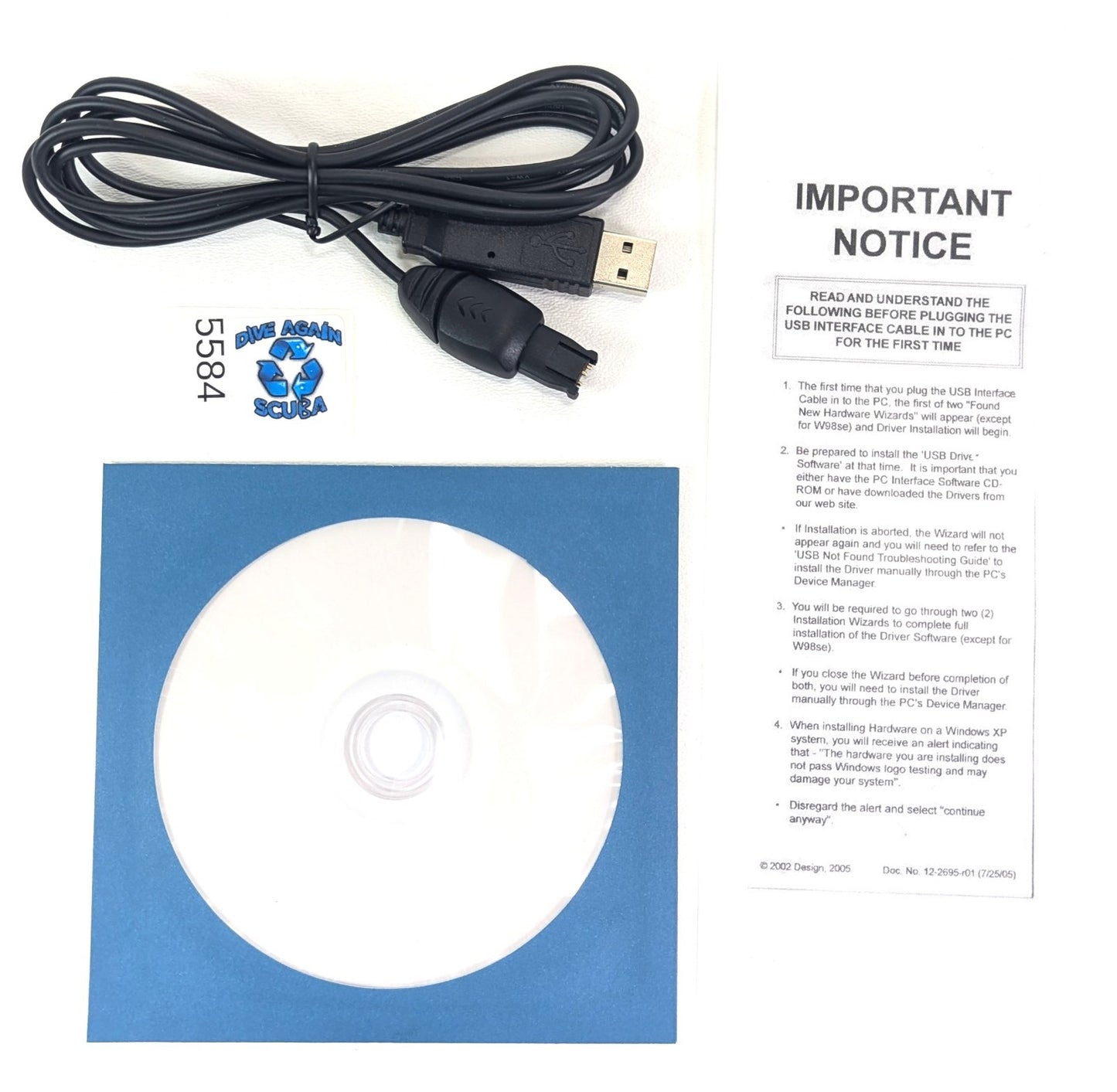 Hollis DG01, DG02, DG03, TX1 Scua Dive Computer Data Download Cable USB, Drivers1