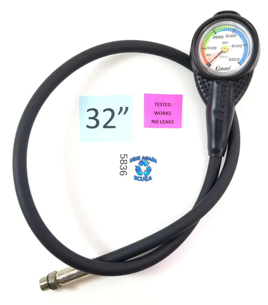Cressi 2" Compact 5000 PSI SPG Submersible Pressure Gauge Scuba Dive + Boot 58360