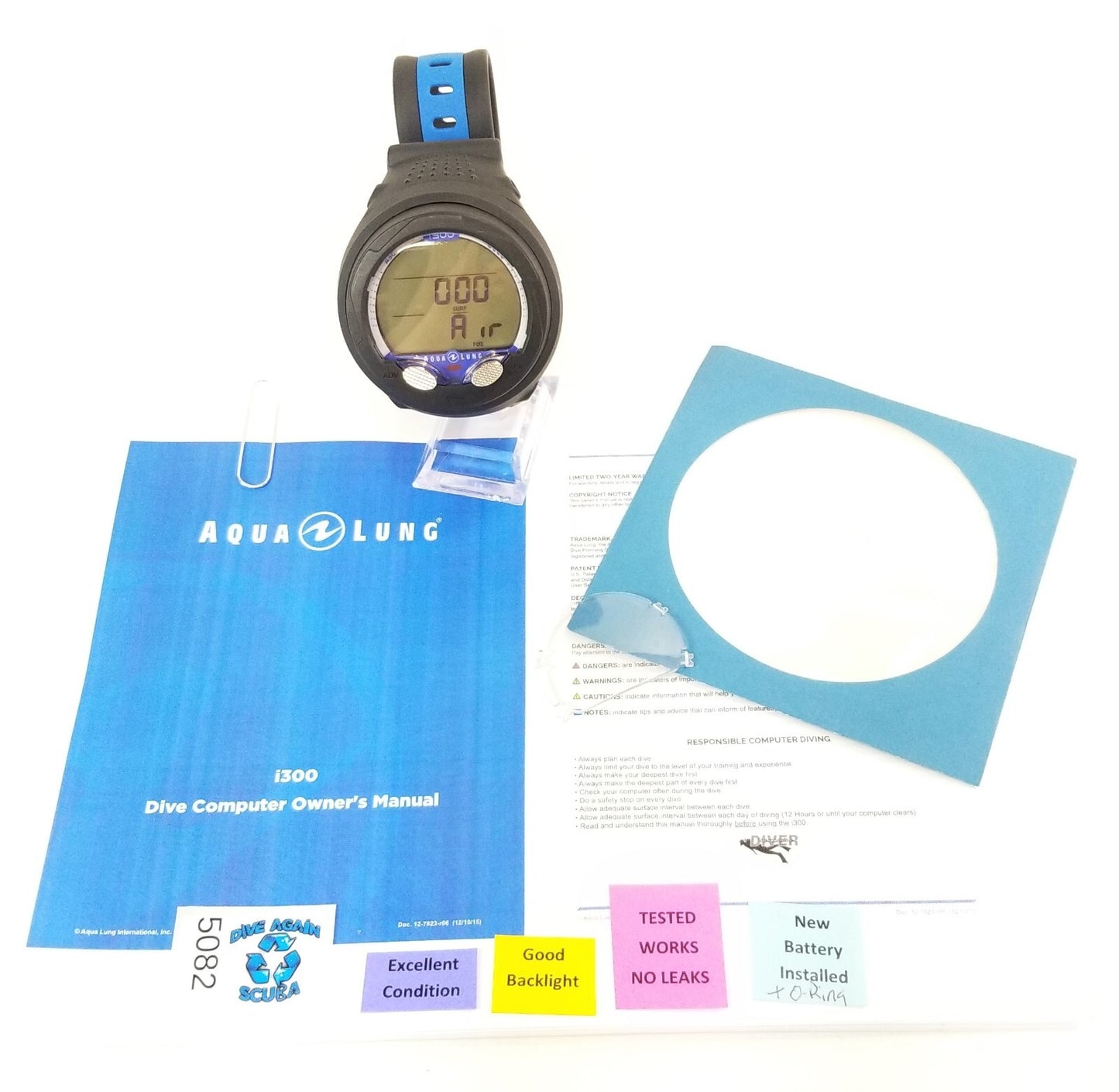 Aqua Lung i300 Wrist Scuba Dive Computer Air & Nitrox 2 Buttons EXCELLENT! #50820