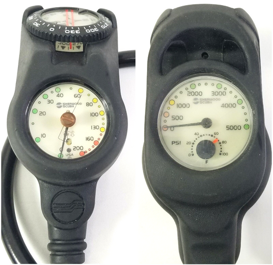 Sherwood Scuba Dive Navigator 3 Gauge Complete Console SPG, Depth, Compass