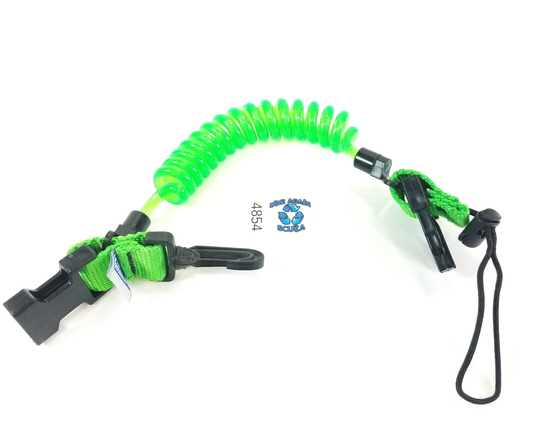 Cetacea Scuba Stretch Diving Dive Coil Lanyard Quick Release Buckle Snaps Green