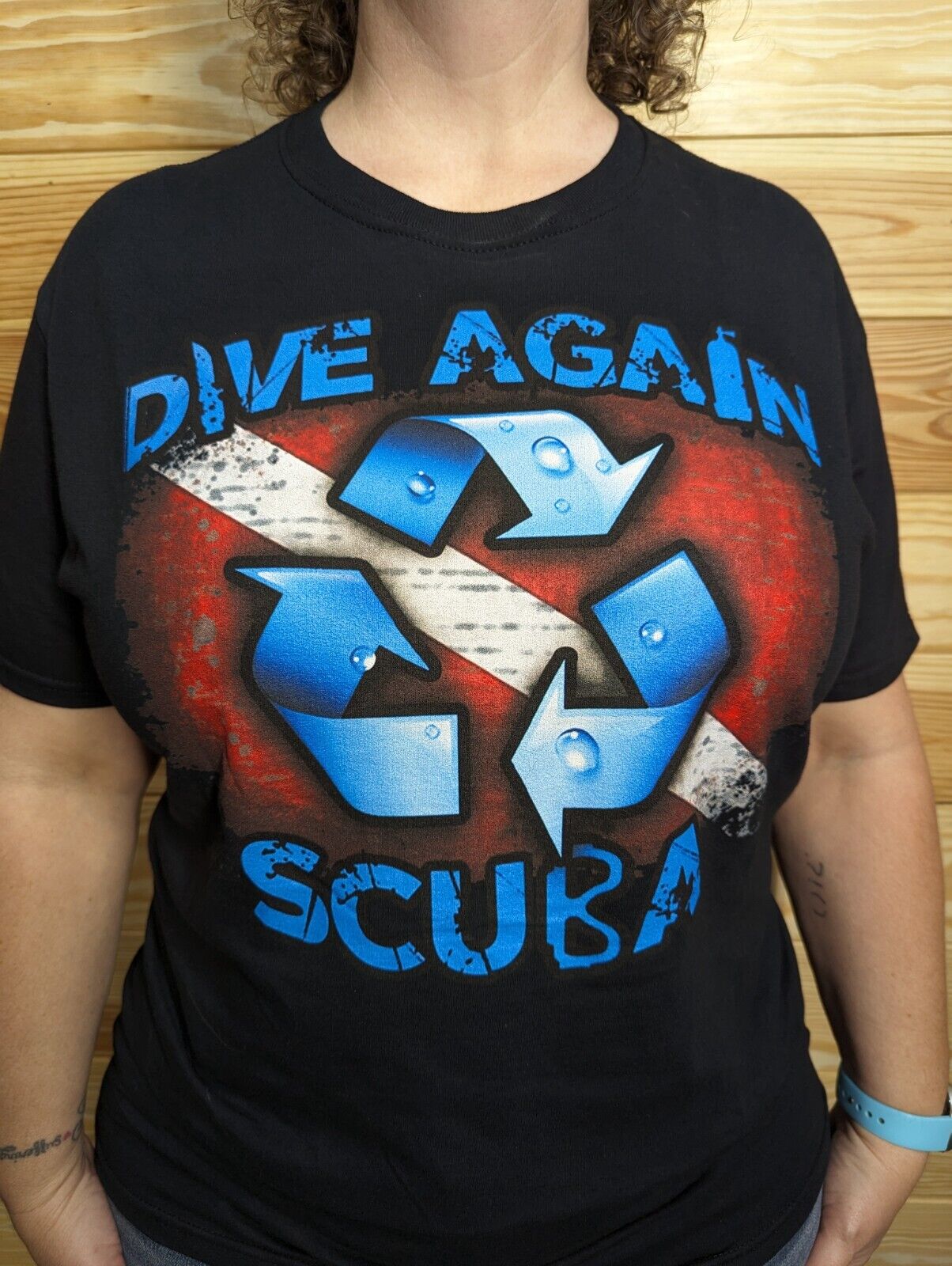 Dive Again Scuba Logo T-Shirt 100% Cotton Black Small, Medium, Large, XL Unisex