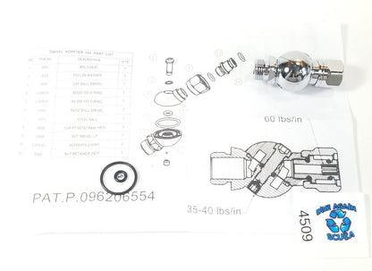Scuba Diving 360 Degree Ball Swivel Adapter Second 2nd Stage Regulator Hose