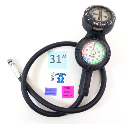 Cressi Compact 3 Gauge Console 5000 PSI, SPG, 250 Depth Gauge Compass Scuba Dive1