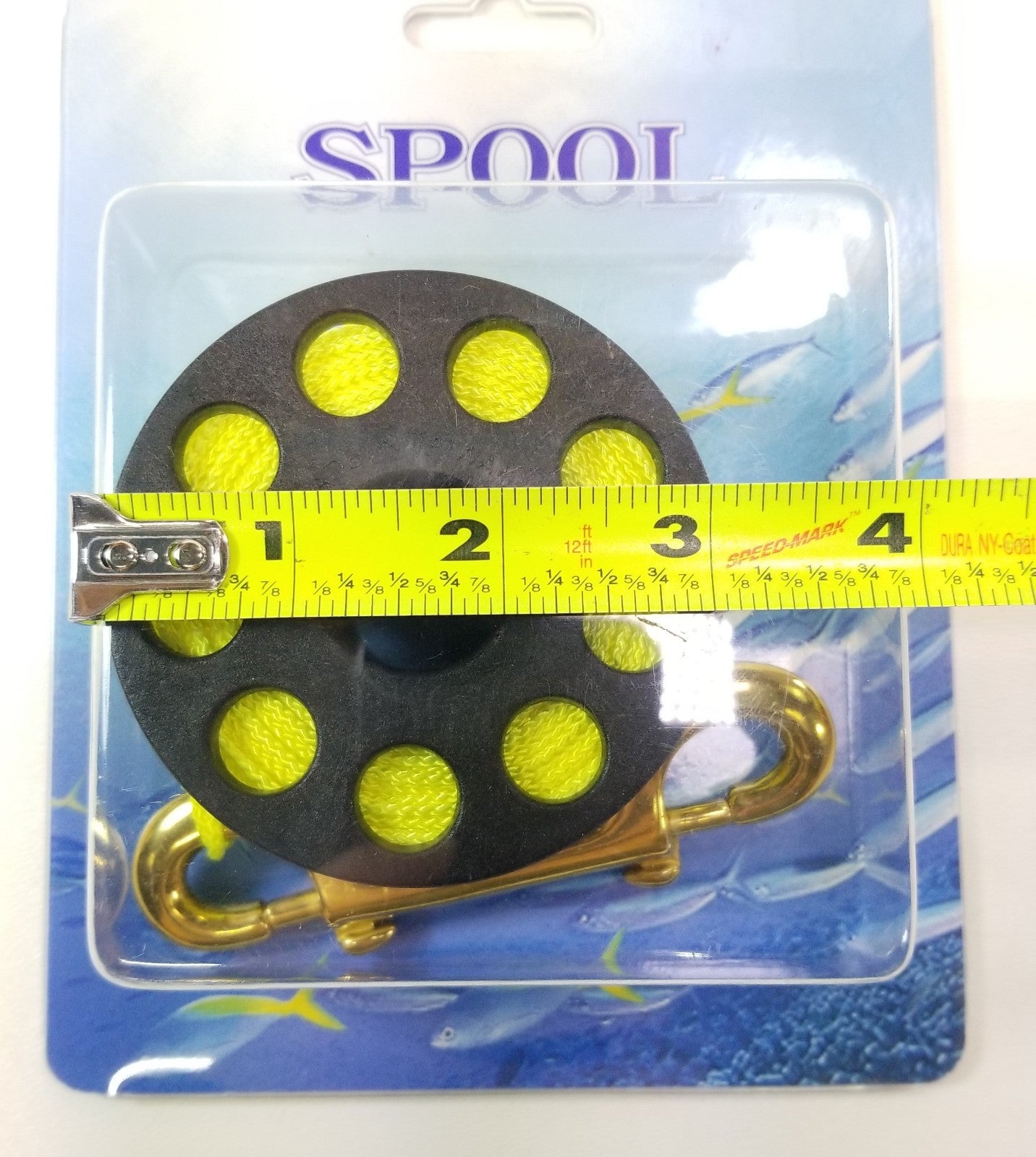 Scuba Diving Dive Compact Finger Spool Reel 100ft - Yellow Line With Double Clip4