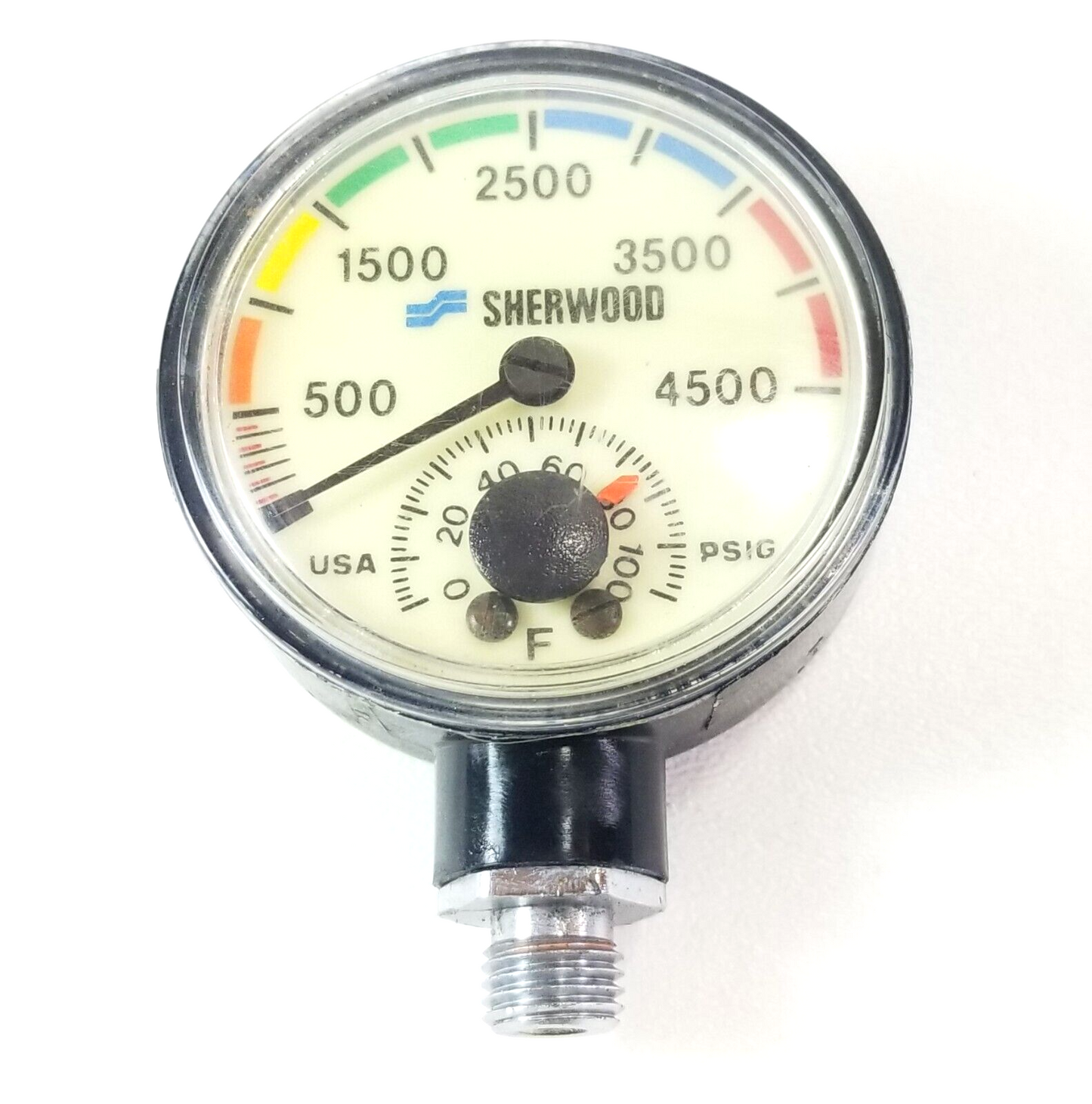 Sherwood 4500 PSI SPG Submersible Scuba Pressure Gauge with Thermometer    #4770