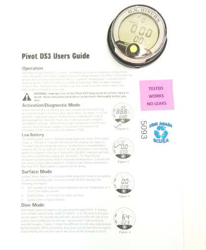 US Divers DATAPRO DS3 Digital Depth Gauge Scuba Computer Puck Bottom Timer0