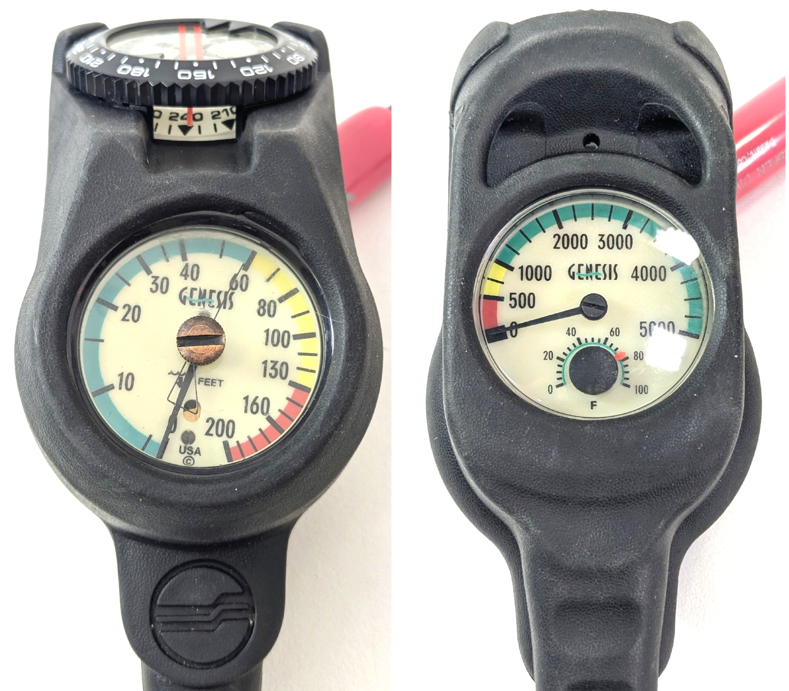 Genesis Navigator 3 Gauge Scuba Dive Complete Console Pressure, Depth, Compass1