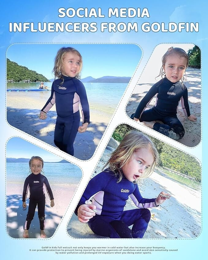 GoldFin Full Pink Kids Children's 3mm Wetsuit Scuba Dive Snorkel Size 2 Girls5
