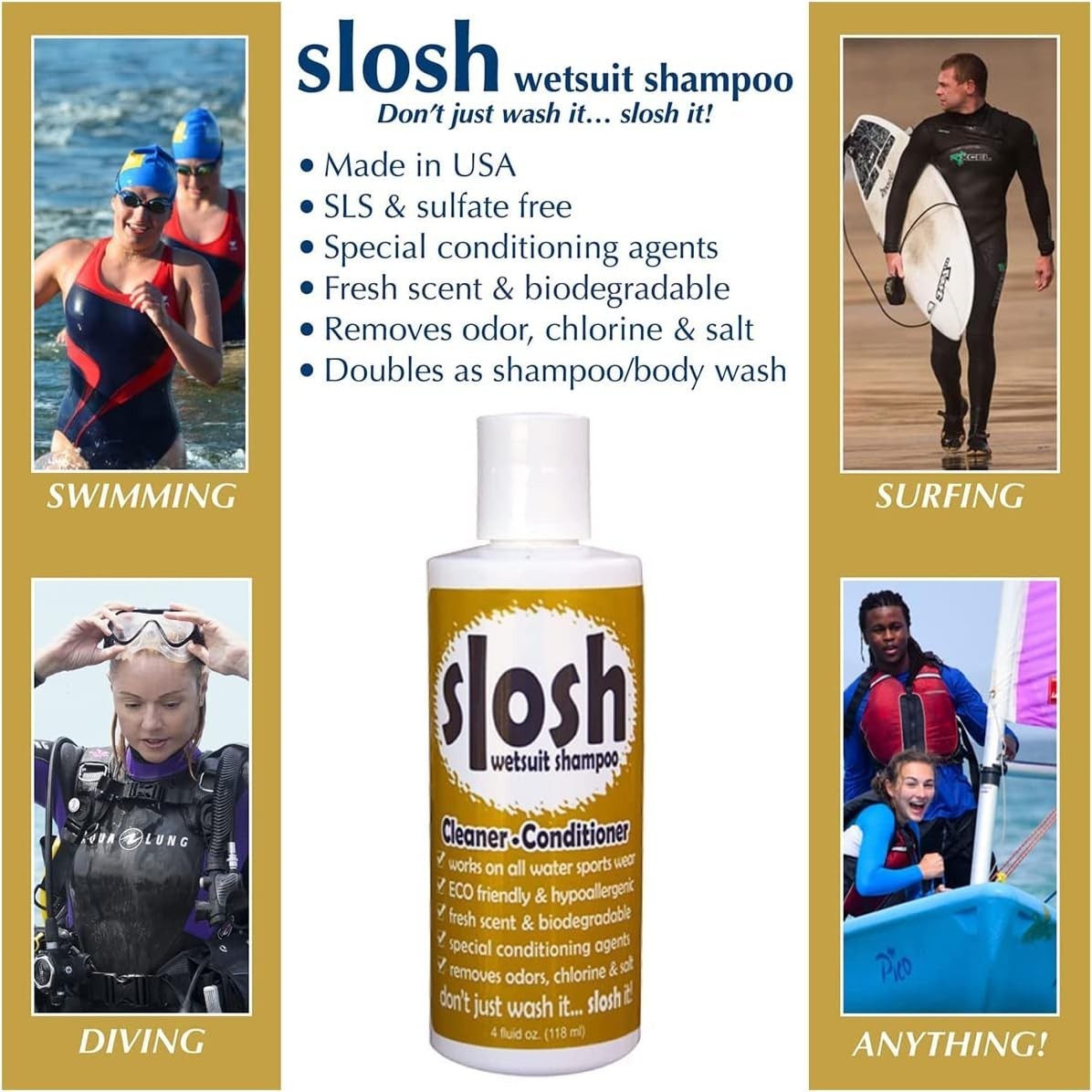 JAWS Slosh Wetsuit Shampoo Cleaner Conditioner 1 fl. oz. Scuba Dive Travel Size4
