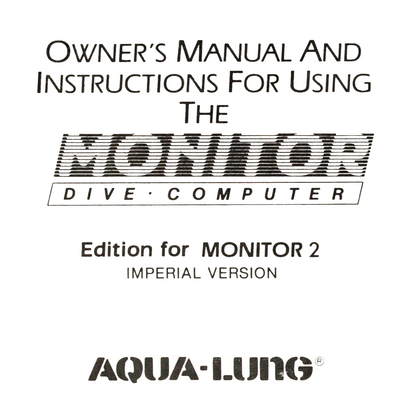 Aqua Lung Monitor 2 Scuba Dive Computer Owners Printed Manual 26 Pages US Divers0