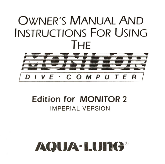 Aqua Lung Monitor 2 Scuba Dive Computer Owners Printed Manual 26 Pages US Divers0